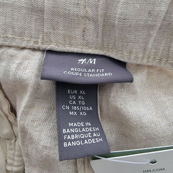 H & M women's linen blend pants size XL pull on tie waist wide leg Breathable - Picture 7 of 8